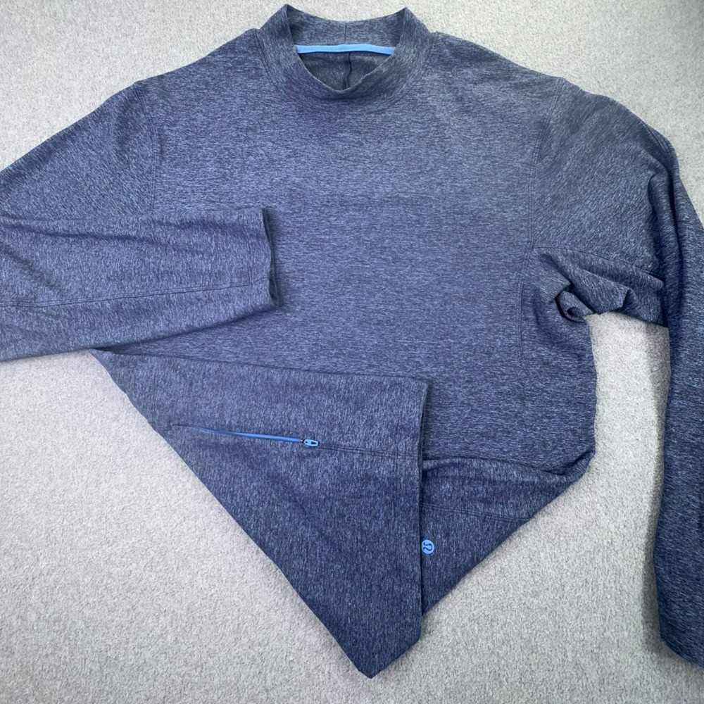 Lululemon Mock Neck Long Sleeve Shirt Mens M Blue Heather Rulu Running Training